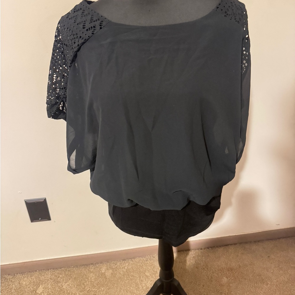 Joseph A Black Embellished Boxy Blouse